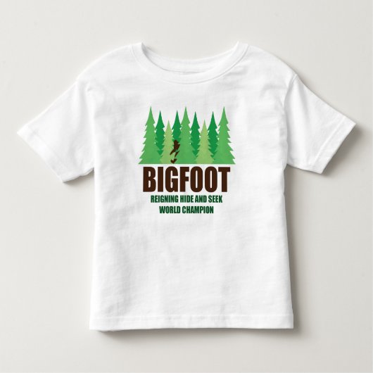 ビッグフットのサスカッチのかくれんぼの世界のチャンピオン トドラーTシャツ (正面)
