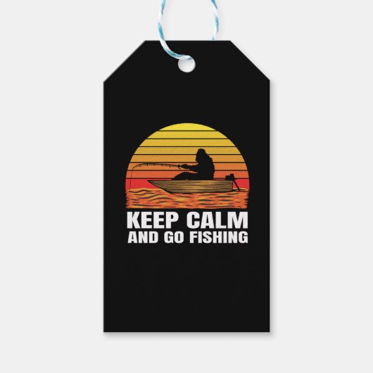 ビッグフットのシルエットボートライドと魚釣り ギフトタグ (正面)