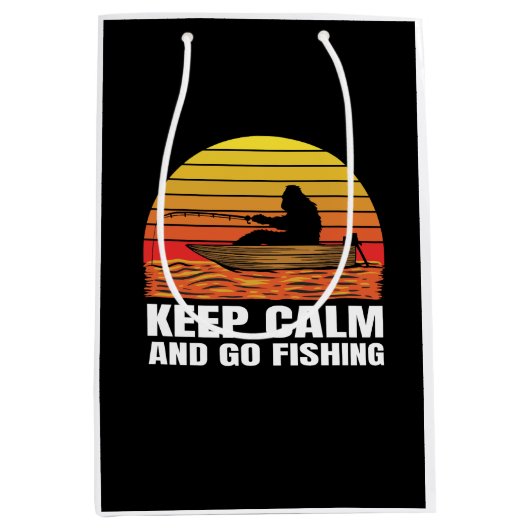 ビッグフットのシルエットボートライドと魚釣り ミディアムペーパーバッグ (正面)