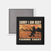 ビッグフットのシルエット湖の魚釣り活動 マグネット (正面/裏面)