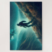 ビッグフットのローンコール、神秘的な山のシーン ジグソーパズル (縦)