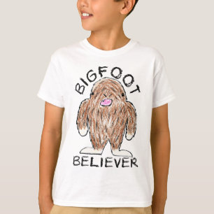 ビッグフットの信者-おもしろいのサスカッチのクレヨンのスケッチ Tシャツ