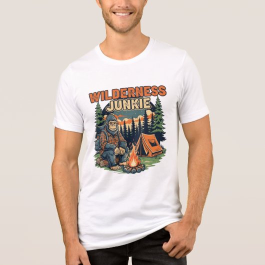 ビッグフットの荒野依存症のレトロデザイン トライブレンドTシャツ (正面)