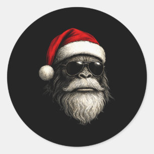 ビッグフットの顔 サングラス サンタ クリスマス おもしろ Xmas サ ラウンドシール