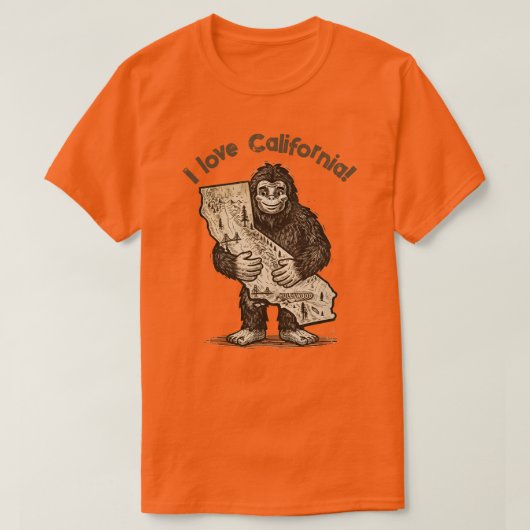ビッグフットはカリフォルニアが大好き Tシャツ (デザイン正面)