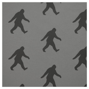 ビッグフットはパターン灰色および黒いSquatchのシルエットを描きます ファブリック