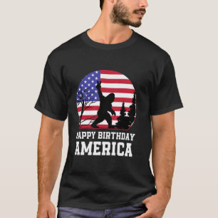 ビッグフットアメリカロックオンアメリカ国旗の愛国心4t tシャツ