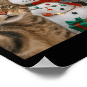 ビッグフットエイリアンとクリスマスの猫の自撮り ポスター (角)