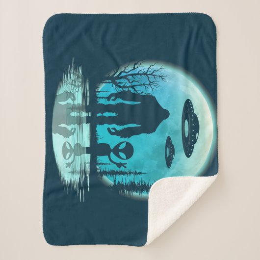 ビッグフットエイリアンUFOディスクロージャー共謀贈り物 シェルパブランケット (正面)
