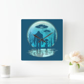 ビッグフットエイリアンUFOディスクロージャー共謀贈り物 スクエア壁時計 (ホーム)