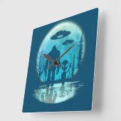 ビッグフットエイリアンUFOディスクロージャー共謀贈り物 スクエア壁時計 (傾斜)