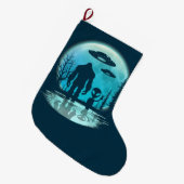 ビッグフットエイリアンUFOディスクロージャー共謀贈り物 ラージクリスマスストッキング (正面 (吊り時))