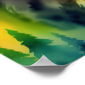 ビッグフットカラフルクリプチドウォーターカラーアート ポスター (角)