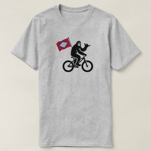 ビッグフットサイクリングアーカンソー州旗 Tシャツ (デザイン正面)
