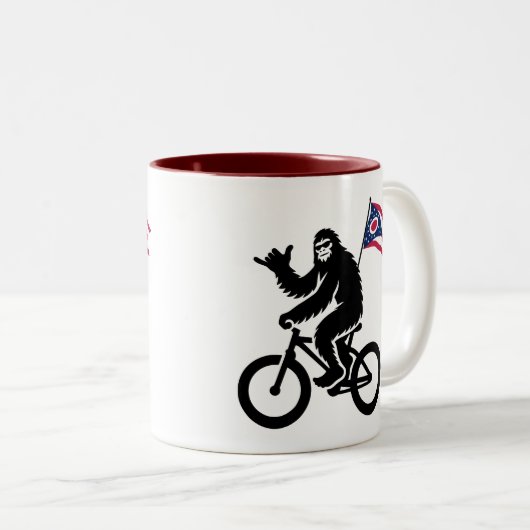 ビッグフットサイクリングオハイオ州旗 ツートーンマグカップ (正面右)