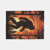 ビッグフットサスカッチフォレストサンセット フリースブランケット (正面(横))