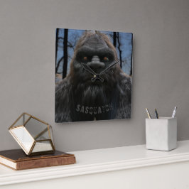 ビッグフットサスカッチポートレート スクエア壁時計