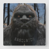 ビッグフットサスカッチポートレート スクエア壁時計 (正面)