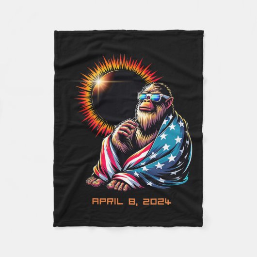 ビッグフットサスカッチ愛好家太陽のトータルEclipse 2024 フリースブランケット (正面)