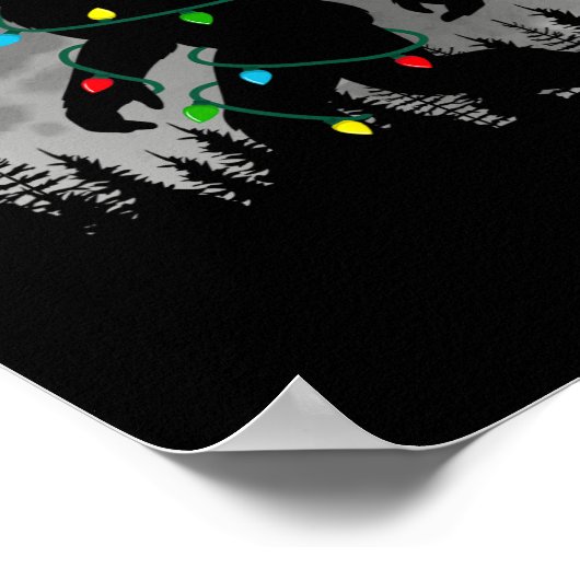 ビッグフットサンタクリスマスツリーライトおもしろいクリスマスSas ポスター (角)