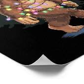 ビッグフットサンタクリスマスツリーライトおもしろいクリスマスSas ポスター (角)