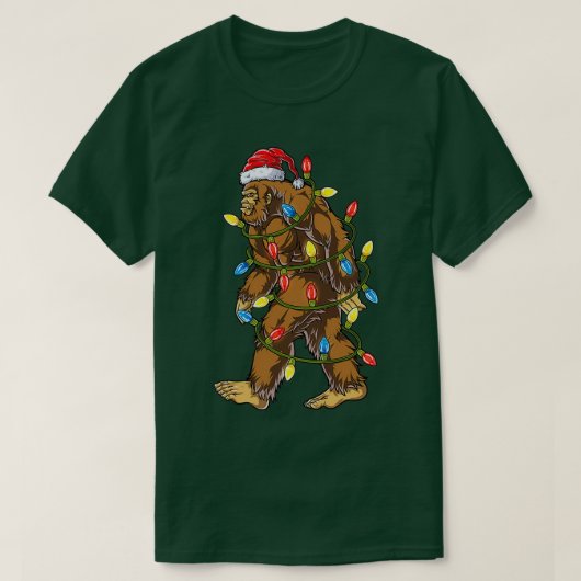 ビッグフットサンタクリスマスツリーライトズクリスマスボーイズメンズ  Tシャツ (デザイン正面)