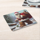 ビッグフットサンタクロース スクエアペーパーコースター (アングル)