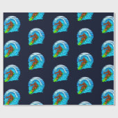 ビッグフットサーフィンライディングザウェーブズおもしろいサスカッチ ラッピングペーパー (フラット)