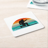 ビッグフットテレマークスキーレインボー スクエアペーパーコースター (アングル)