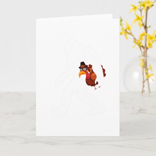 ビッグフットトルコのおもしろいな感謝祭日 カード (黄色い花)