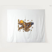 ビッグフットピルグリムターキーパンプキンサンクスギビングデイボー タペストリー (正面(横))