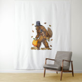 ビッグフットピルグリムターキーパンプキンサンクスギビングデイボー タペストリー (インサイチュ)