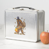 ビッグフットピルグリムターキーパンプキンサンクスギビングデイボー メタルランチボックス (インサイチュ)