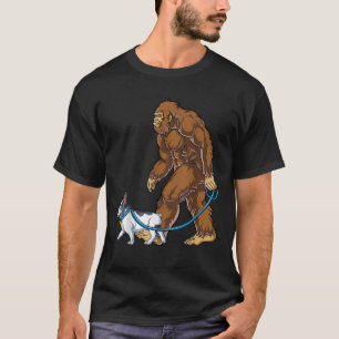 ビッグフットフランスのブルドッグウォークおもしろいサスカッチロ Tシャツ