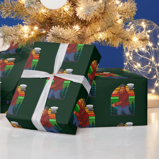 ビッグフットランバージャックアックスサスカッチフォレスターおもしろい ラッピングペーパー (クリスマス)