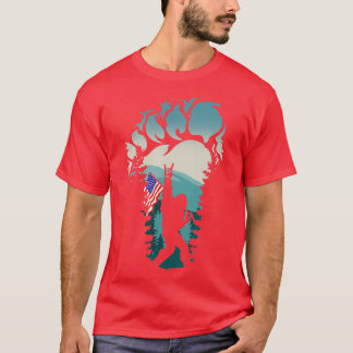 ビッグフットロックNロールアメリカ国旗7月4日 Tシャツ