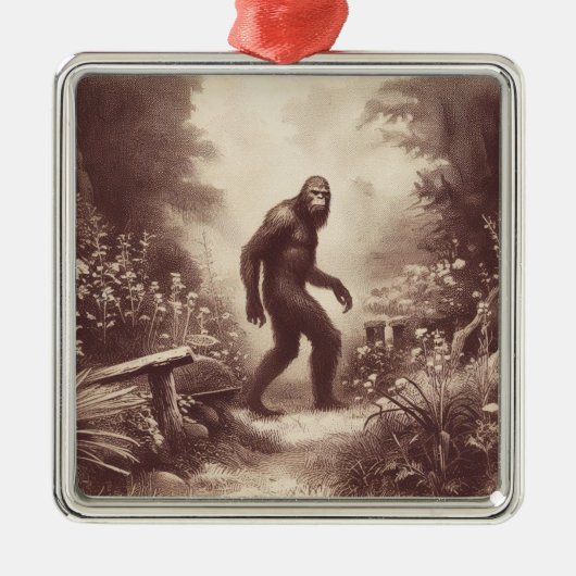 ビッグフットヴィンテージイラストレーション民俗学 メタルオーナメント (正面)