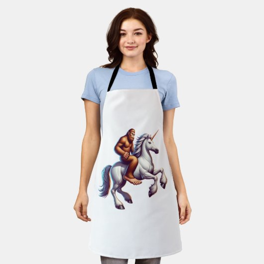 ビッグフット乗りユニコーン エプロン (着用した状態)