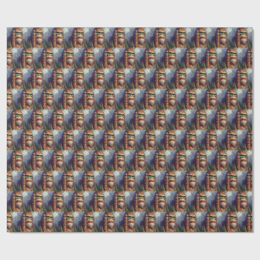 ビッグフット先住民アメリカントテム ラッピングペーパー (フラット)