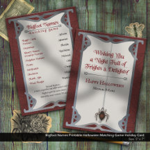 ビッグフット名印刷可能ハロウィーンマッチングゲーム