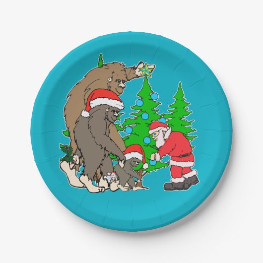 ビッグフット家族およびサンタ ペーパープレート (正面)