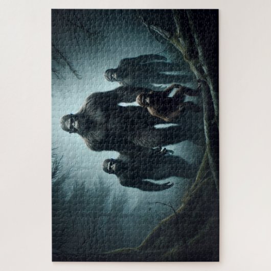 ビッグフット家族,サスカッチ,神話の生き物 ジグソーパズル (縦)