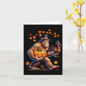 ビッグフット巡礼者帽子感謝祭七面鳥パンプキン カード (黄色い花)