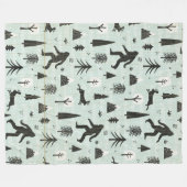 ビッグフット歩くインザウッズ フリースブランケット (正面(横))