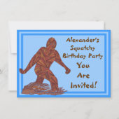 ビッグフット歩くサスカッチブルーバースデーパーティー 招待状 (正面)