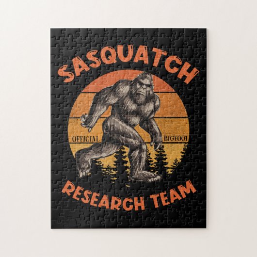 ビッグフット研究チームレトロヴィンテージサスカッチ ジグソーパズル (縦)