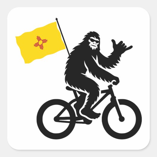 ビッグフット自転車ニューメキシコ州旗 スクエアシール (正面)