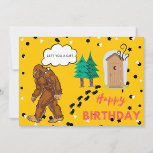 ビッグフット誕生日おもしろいギャグフラットグリーティングカード カード