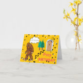 ビッグフット誕生日間抜け折おもしろいり畳みカード カード (黄色い花)