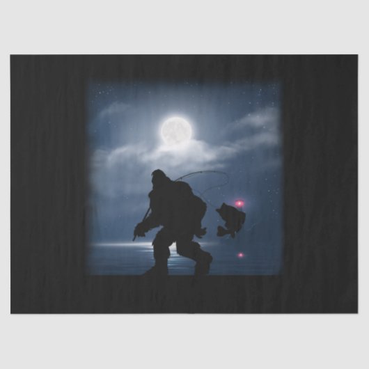 ビッグフット魚釣りおもしろいサスカッチアンドフィッシュナイトフィス 薄葉紙 (正面)